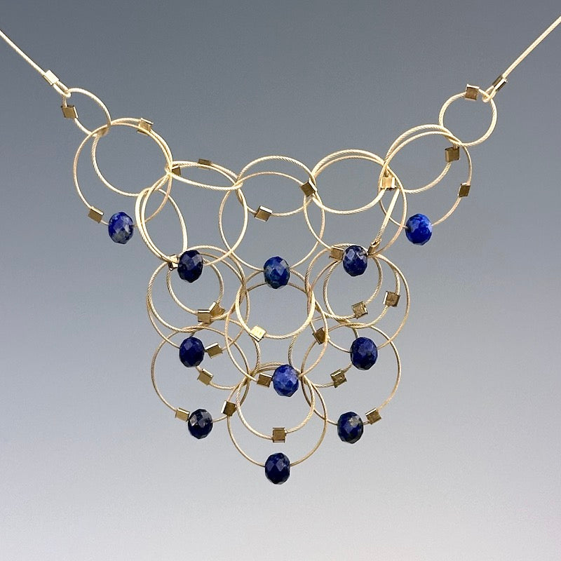 Solar Necklace in Gold & Lapis