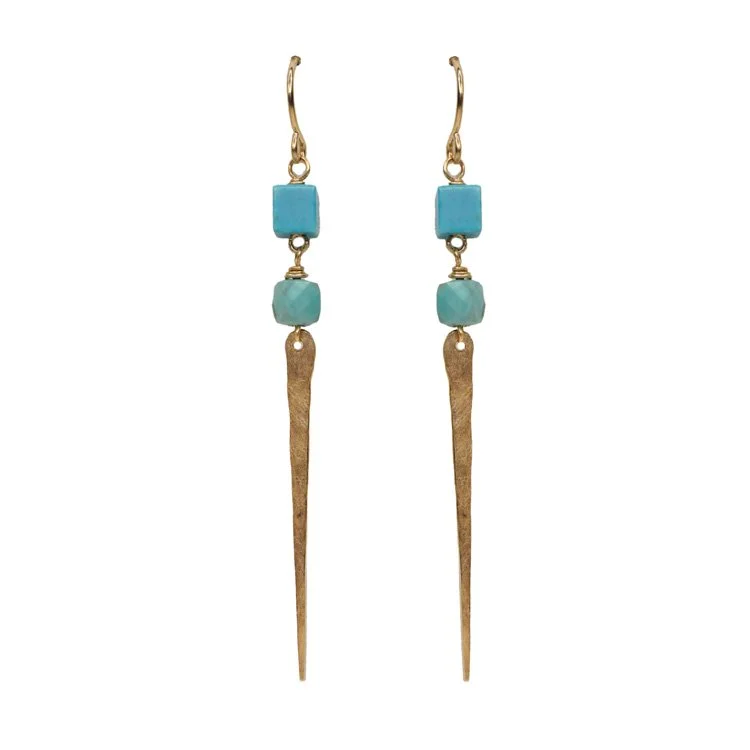 Golden Dagger Turquoise Earrings - Heart of the Home Inc
