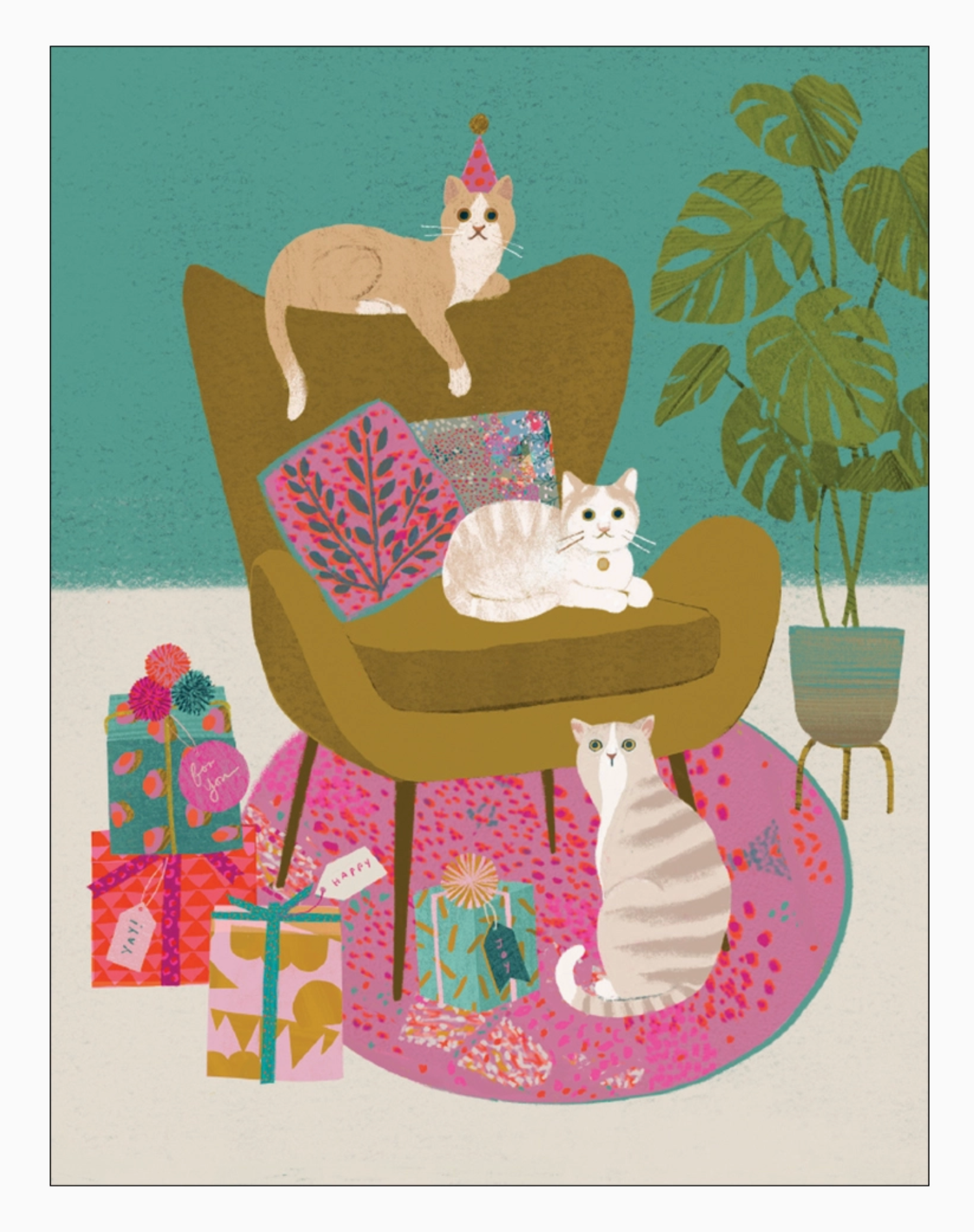 Cats On Chair Birthday Card - Heart of the Home Inc