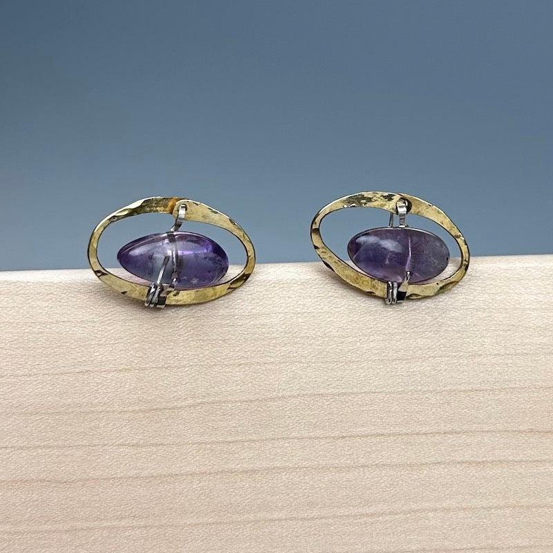 Amethyst Pebble Post Earrings - Heart of the Home Inc
