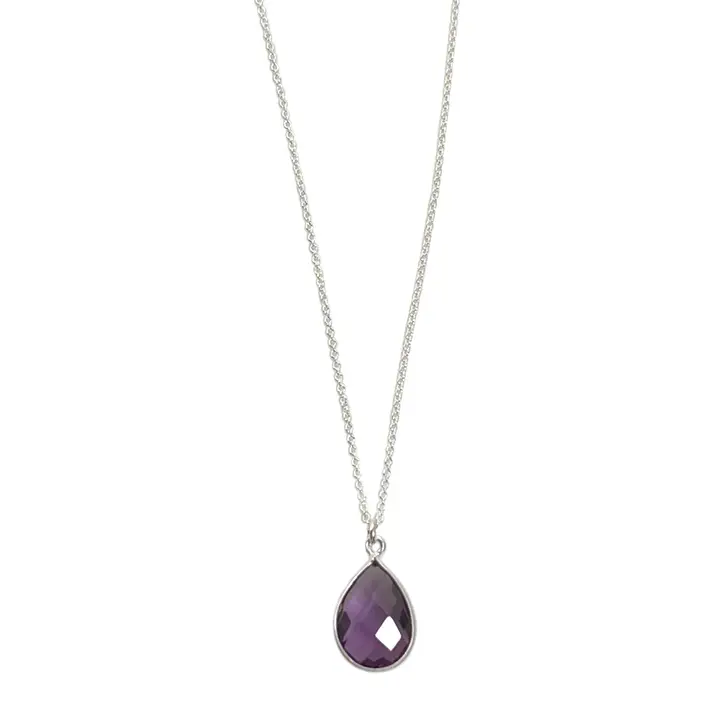 Silver Amethyst Drop Necklace - Heart of the Home Inc