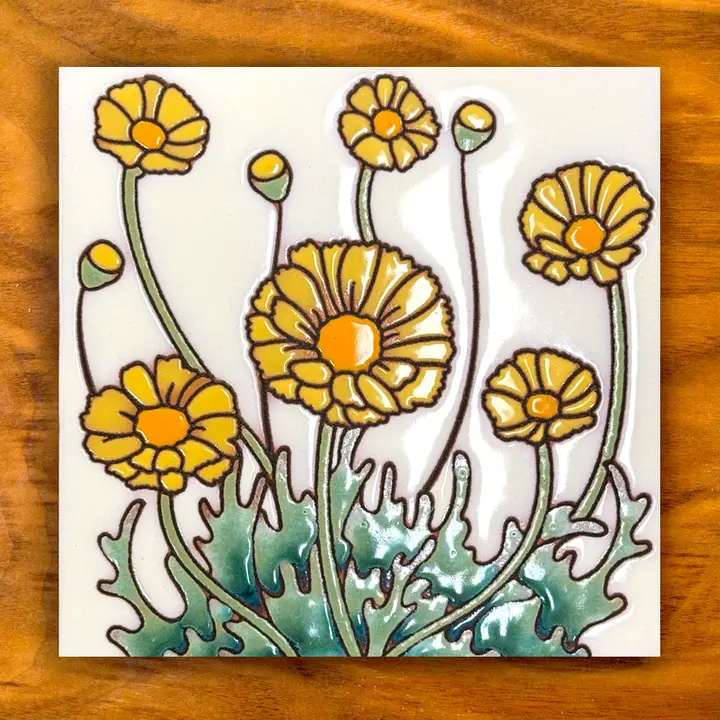 Desert Marigolds Glazed Tile