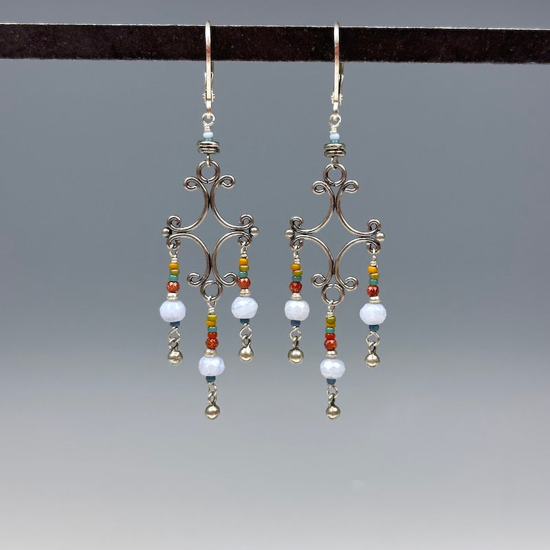 Lace Agate Filigree Earrings - Heart of the Home Inc