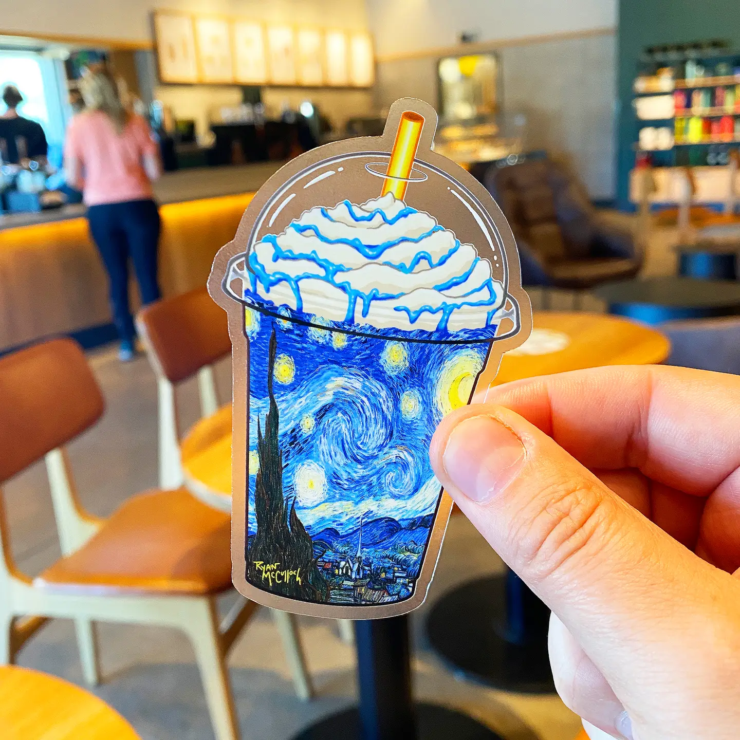 Starry Night Frappuccino Clear Vinyl Sticker - Heart of the Home Inc