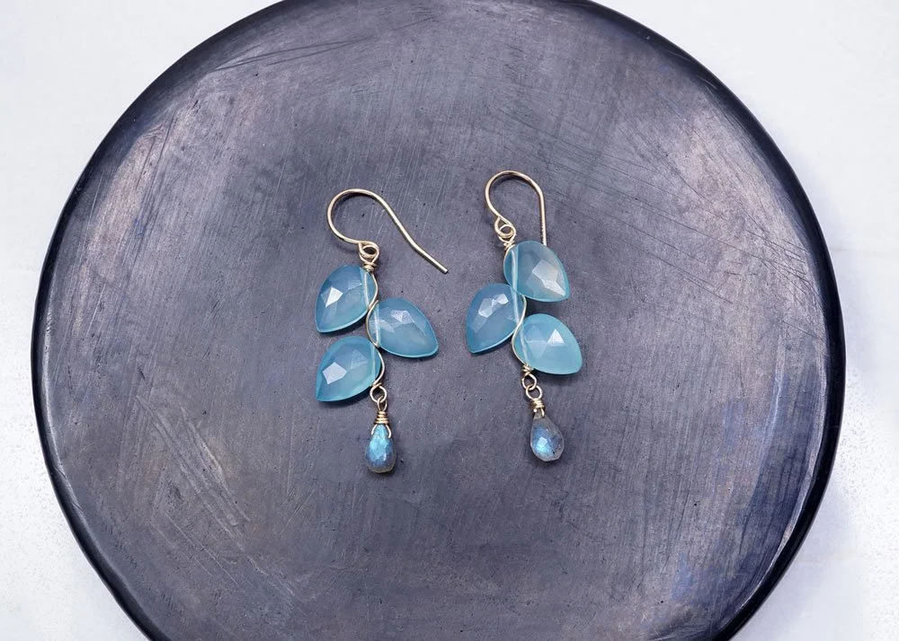 Chalcedony Petal Earrings - Heart of the Home Inc