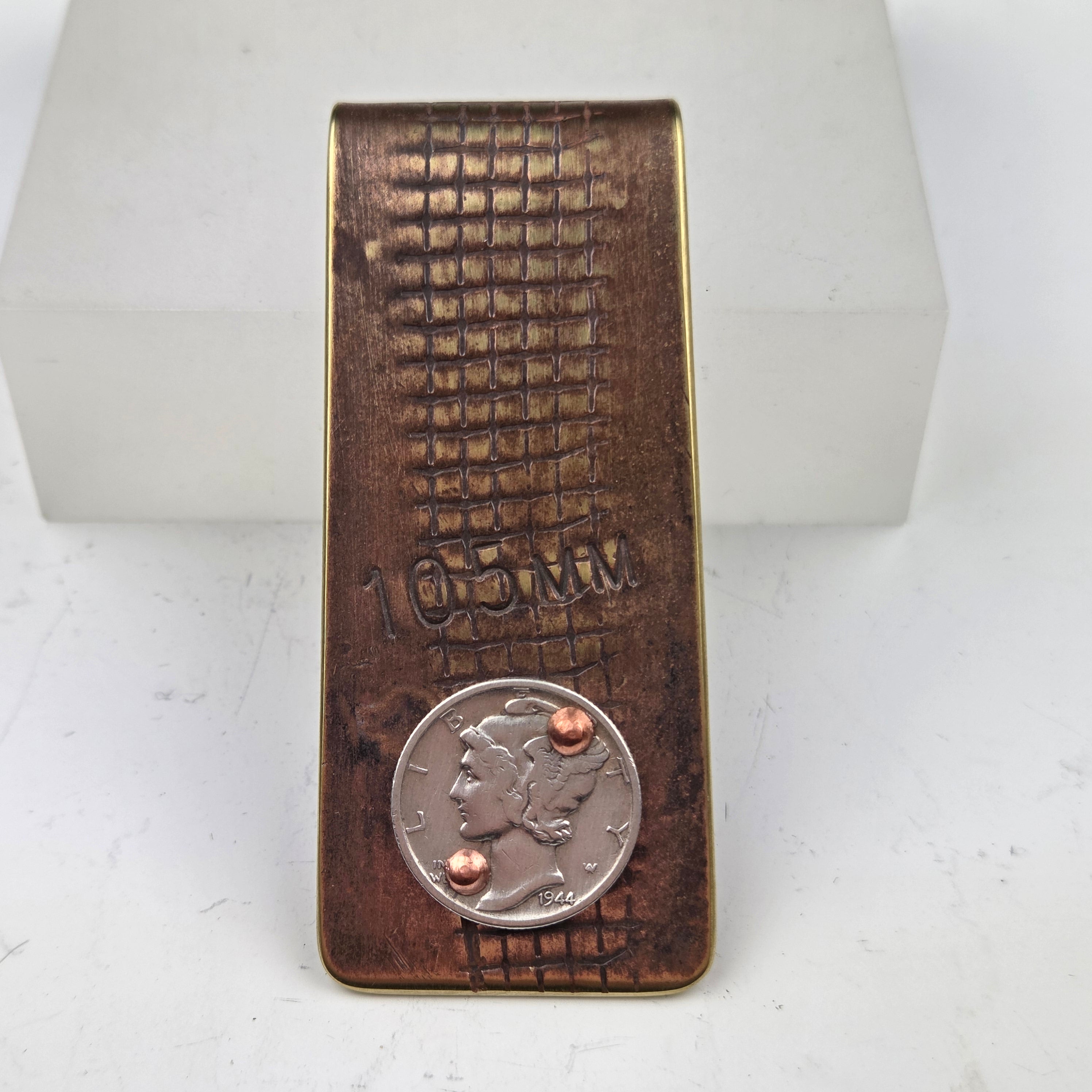 WWII Shell Mercury Dime Money Clip (Mesh Texture) - Heart of the Home Inc