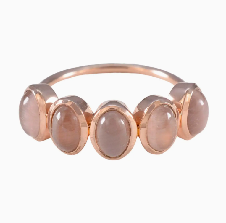 Pink Cats Eye Flow Ring in Rose Gold - Size 8 - Heart of the Home Inc