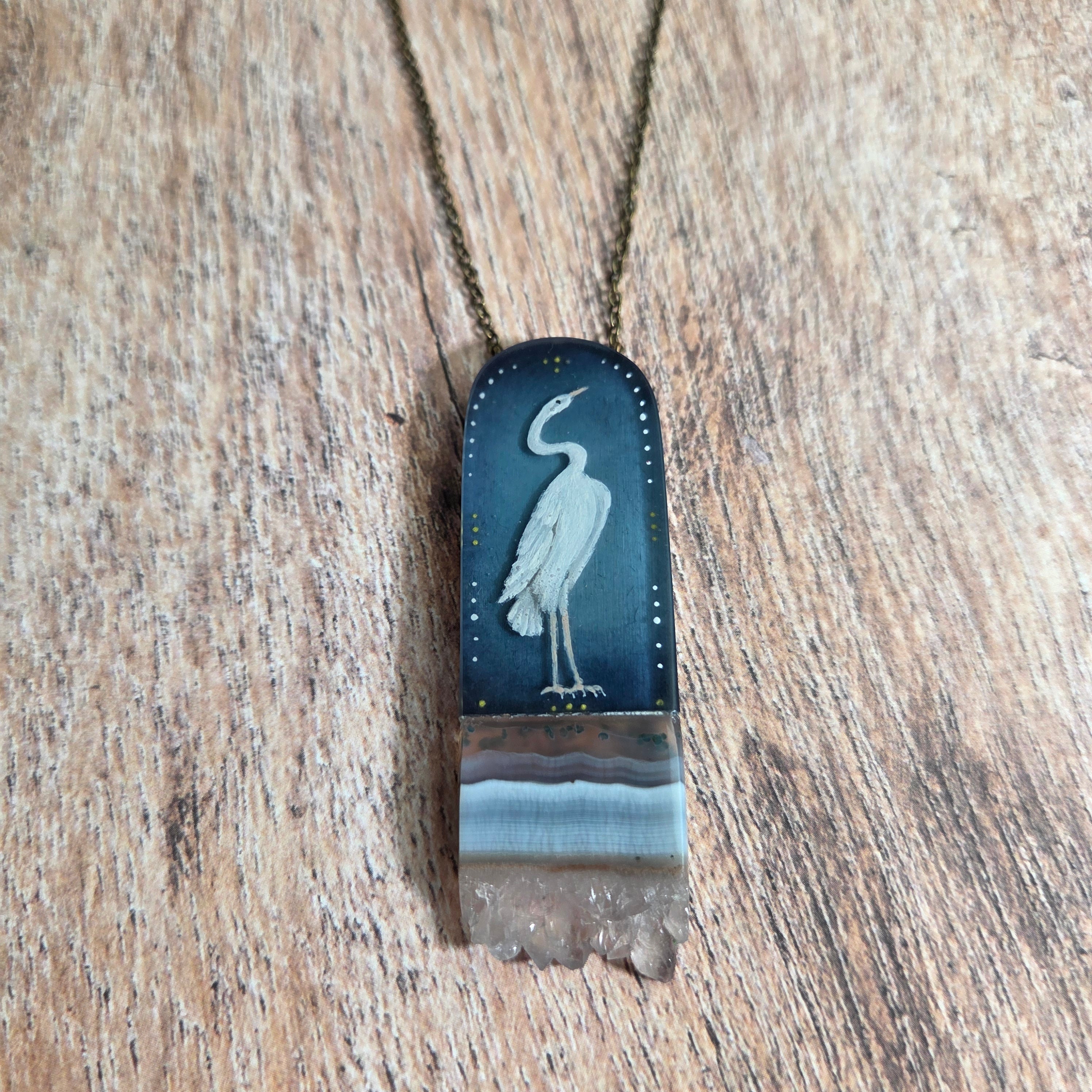Heron Crystal Necklace