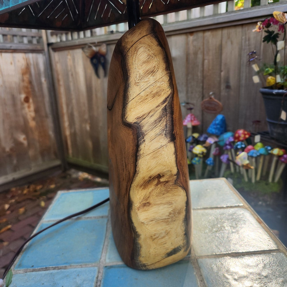 Mesquite & Turquoise Lamp with Crosshatch Shade (SL-3 GW) Unique - Heart of the Home Inc