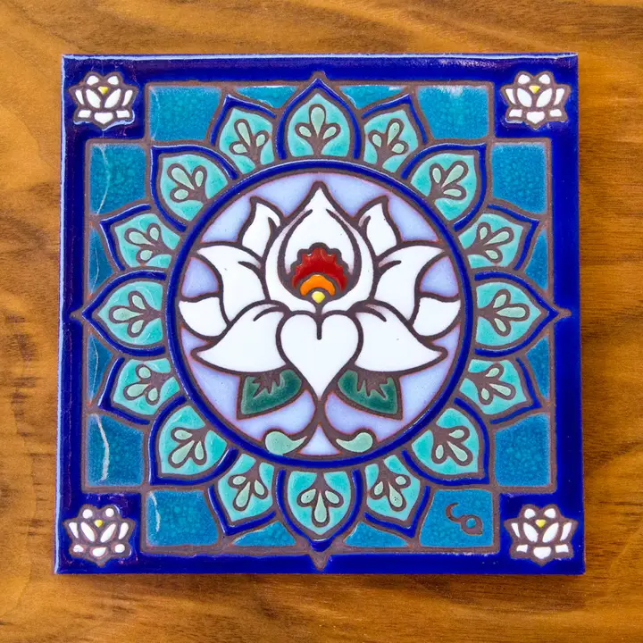Lotus Mandala Glazed Tile - Heart of the Home Inc