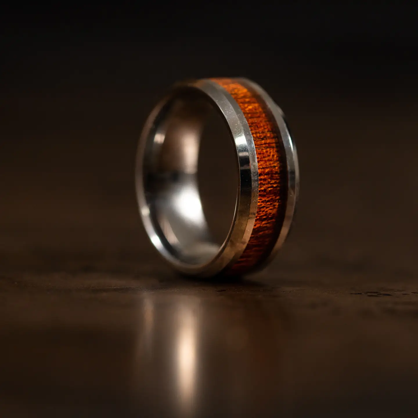 Tungsten Carbide Ring with Wood Inlay (8mm)