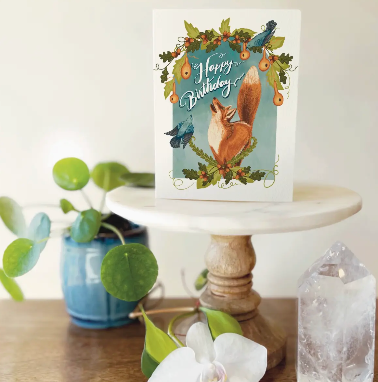 Fox in the Garden Birthday Card - Heart of the Home Inc