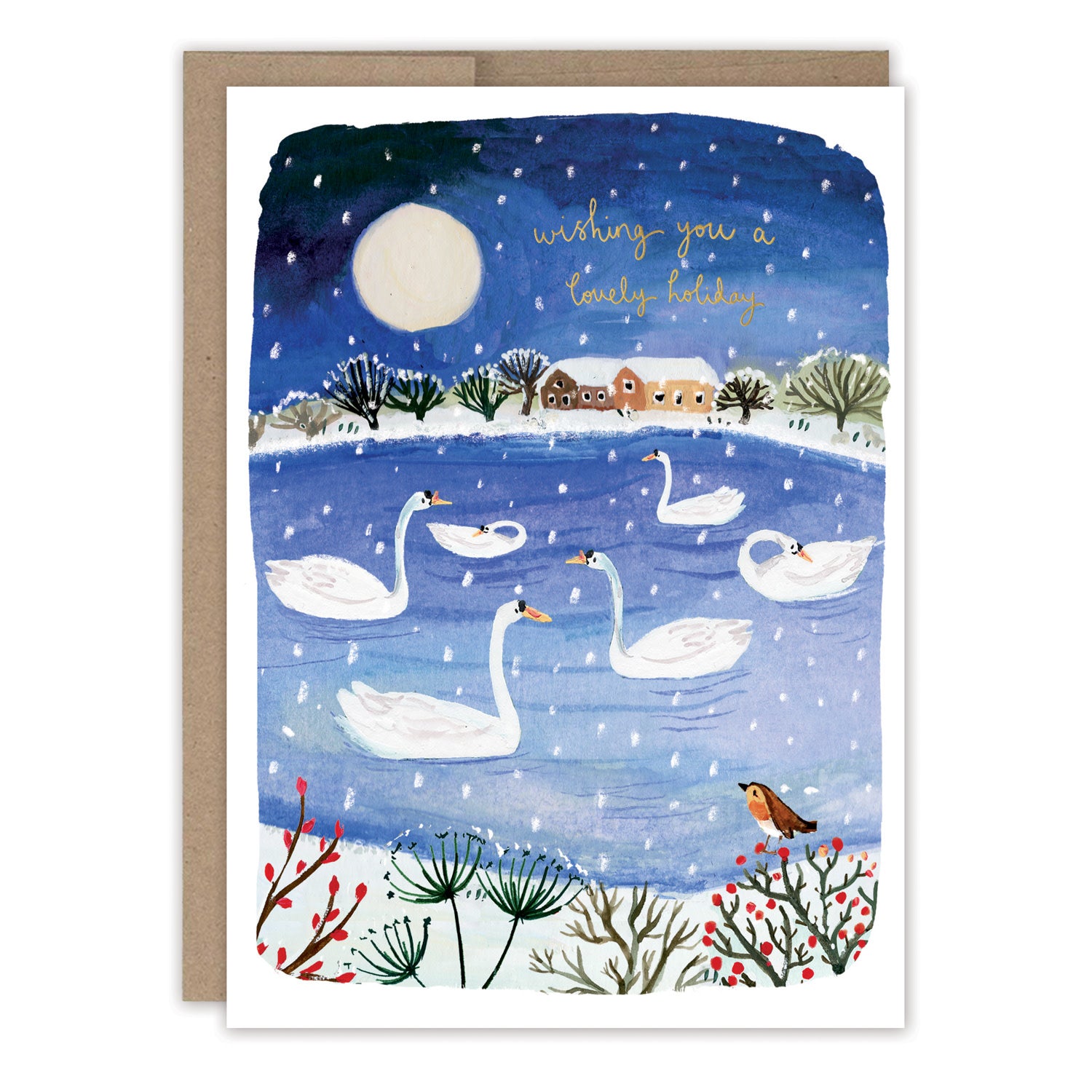 Swans Lovely Holiday Card - Heart of the Home Inc