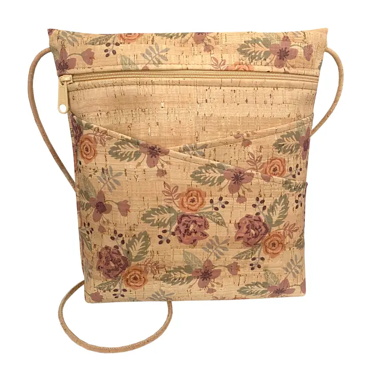 Criss Cross Pocket Crossbody Cork Bag in Flourish Floral - Heart of the Home Inc