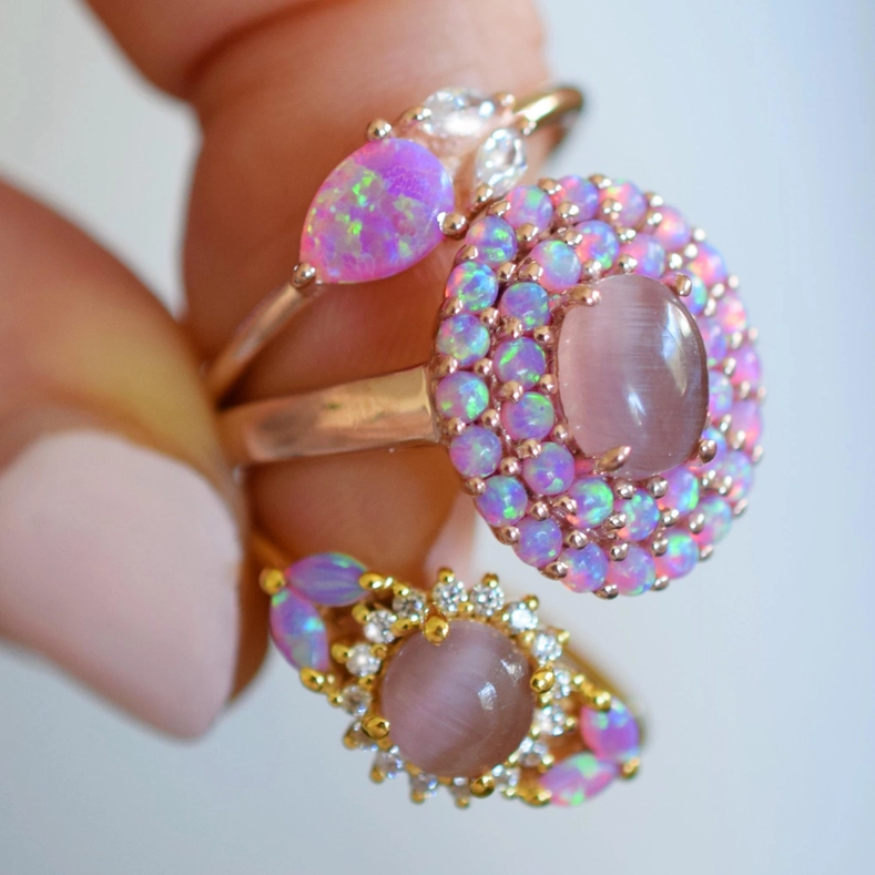Pink Opal Leaflet Ring