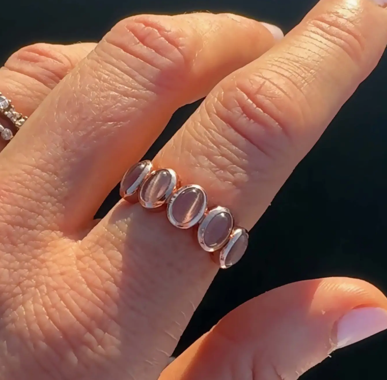 Pink Cats Eye Flow Ring in Rose Gold - Size 8 - Heart of the Home Inc