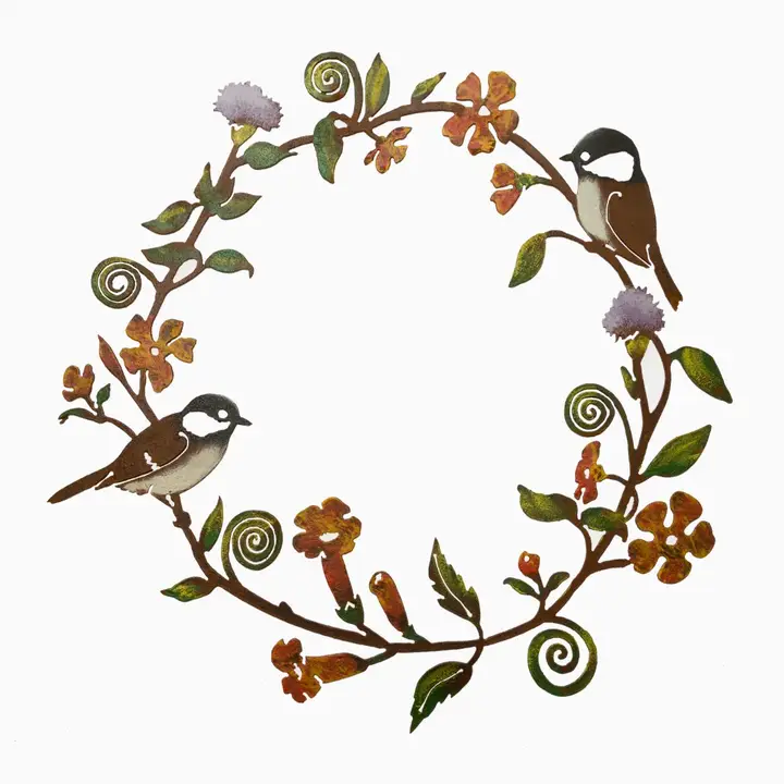 Chickadee And Flower Wreath - Heart of the Home LV