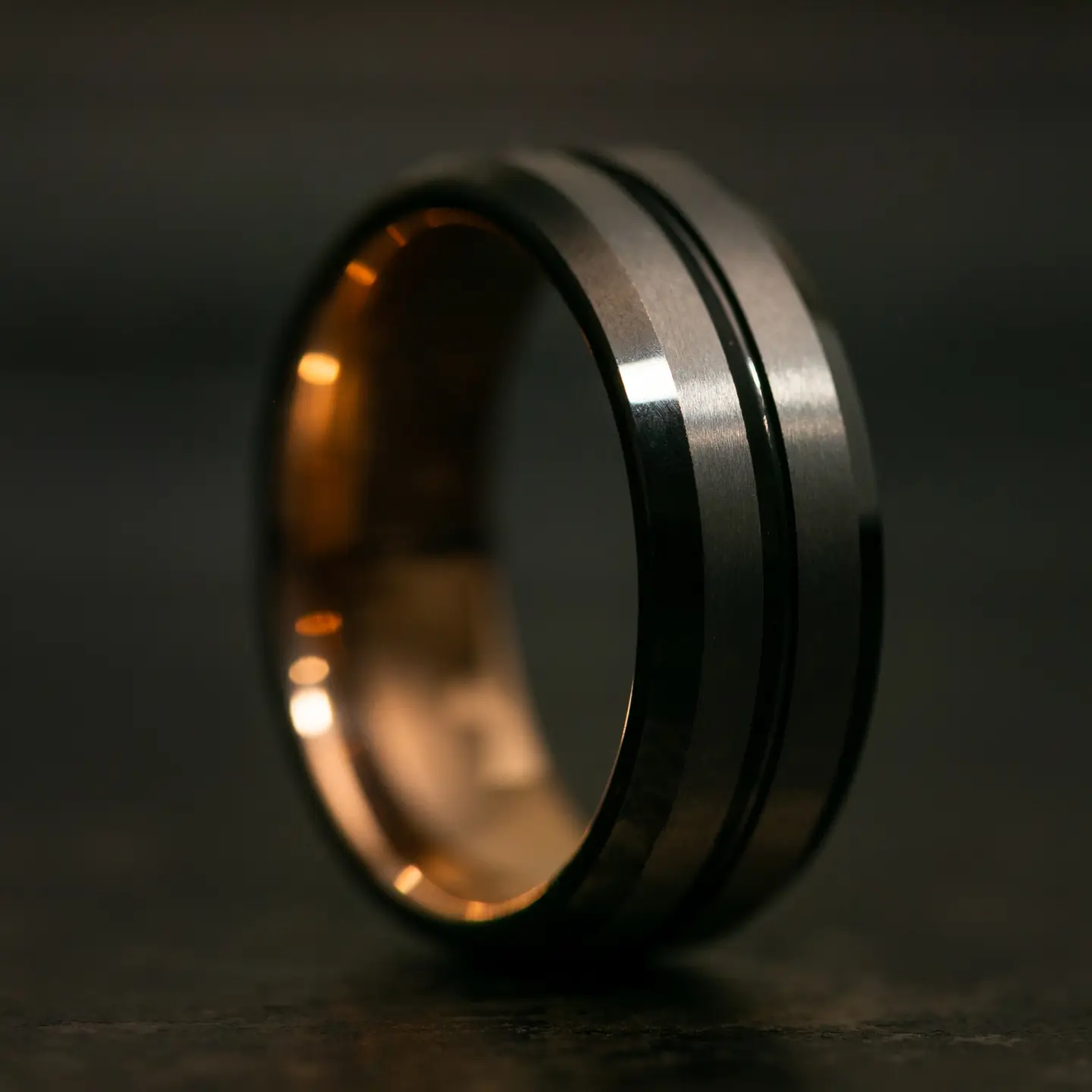 Black Silver & Rose Gold Band (8mm, size 9)