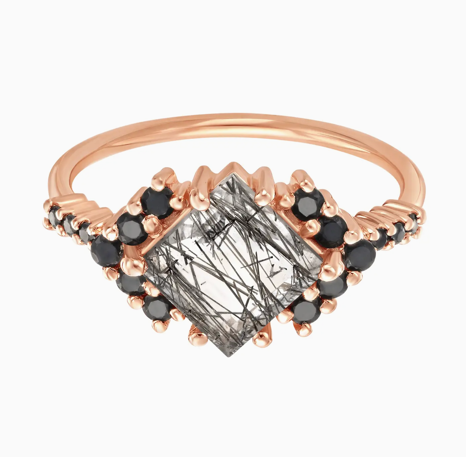 Ariel Shield Ring with Rutilated Quartze and Spinel in Rose Gold - Size 5 - Heart of the Home Inc