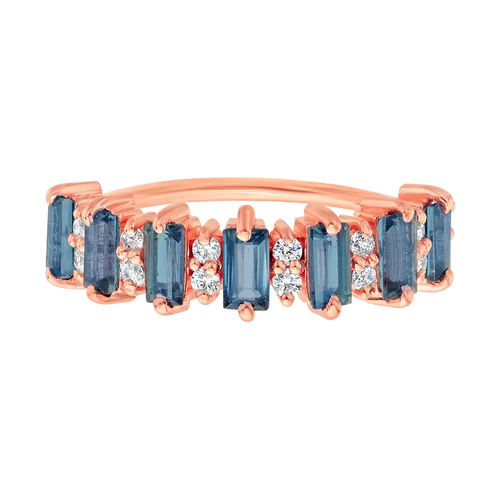 Rose Gold London Blue Topaz Canary Ring - Heart of the Home Inc