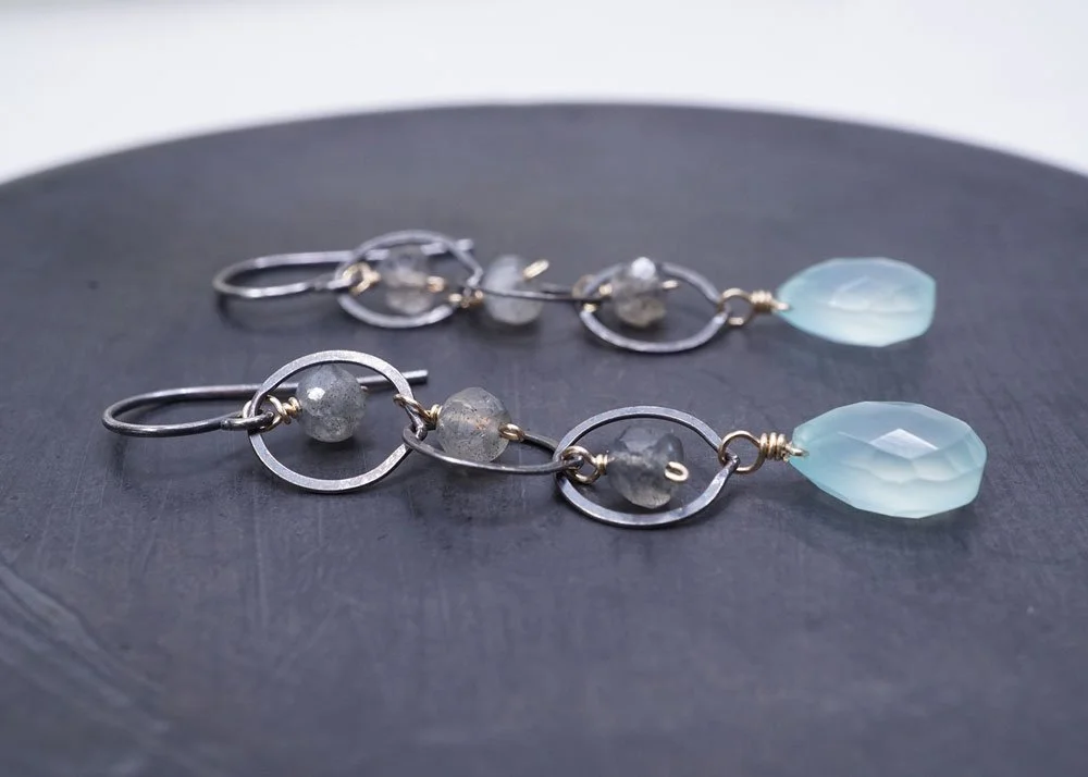 Gemstone Chainlink Earrings - Heart of the Home Inc