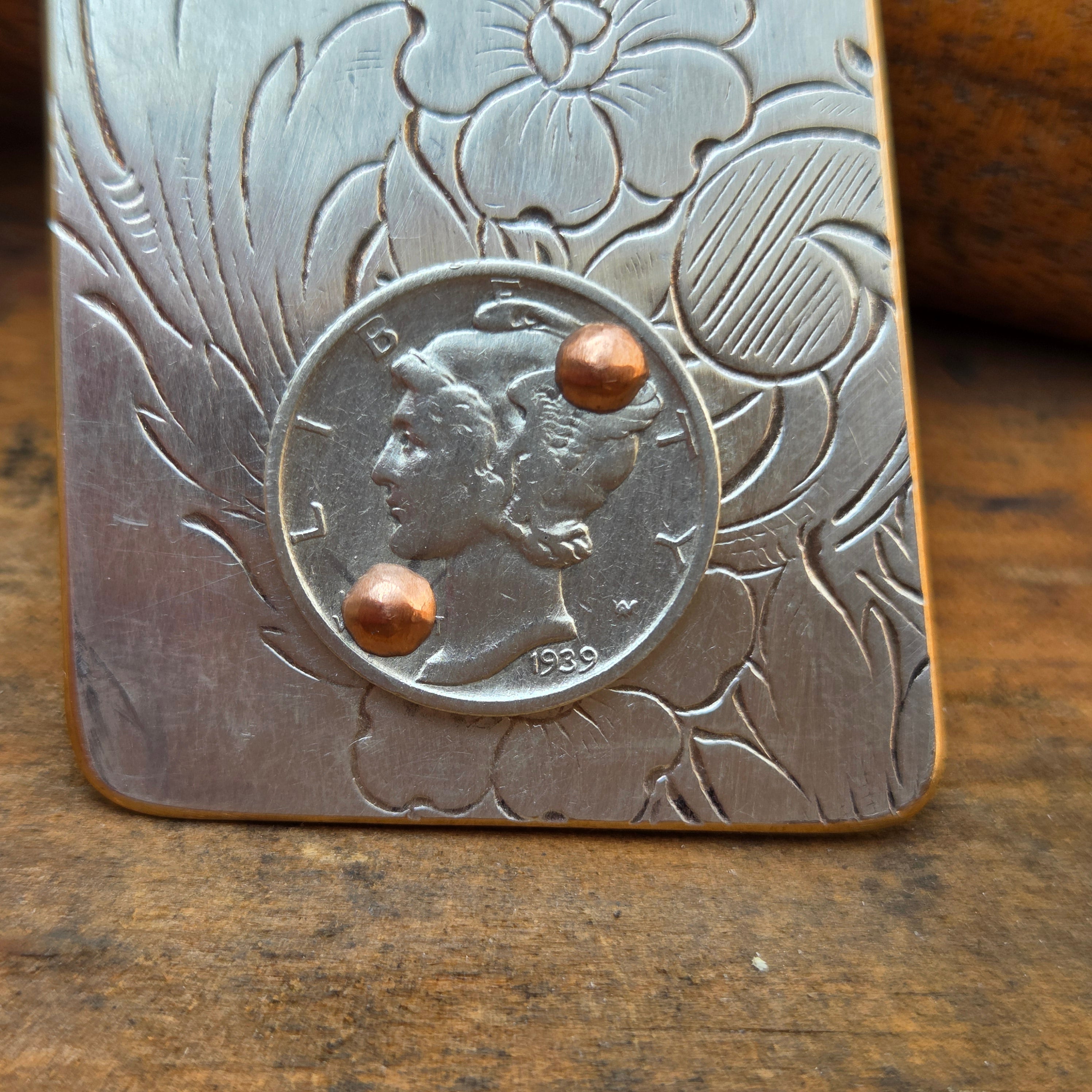 Mercury Dime Money Clip on Silver Tray