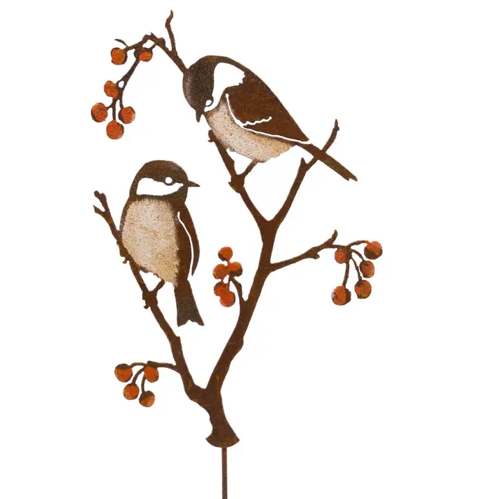 Chickadees And Berries Stake - Heart of the Home LV