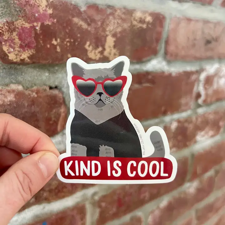 Kind is Cool Cat Sticker - Heart of the Home Inc