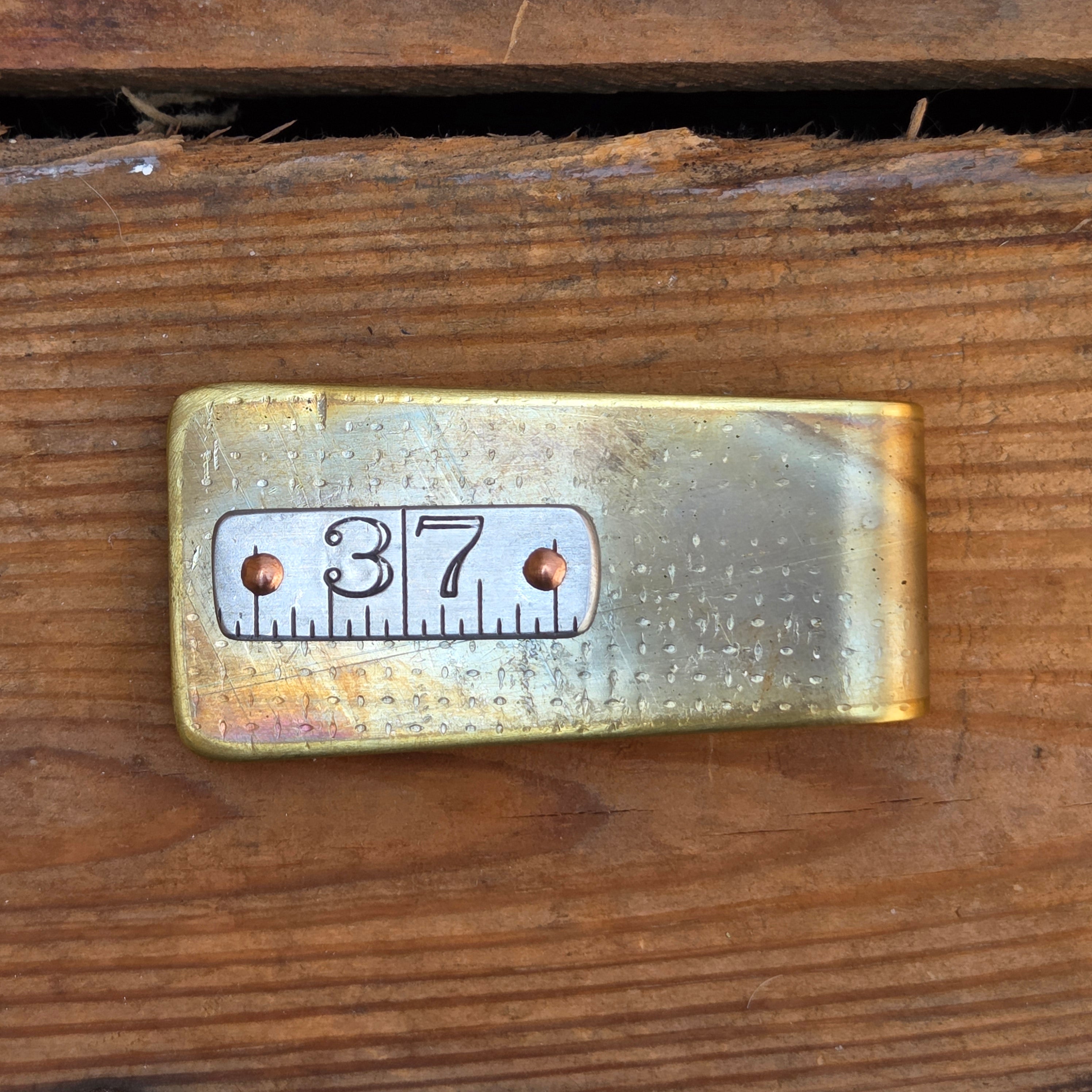 Reclaimed Ruler and Brass Money Clip #37