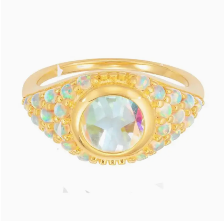 Angel Quartz & Opal St. Moritz Ring in Gold Vermeil - Heart of the Home Inc