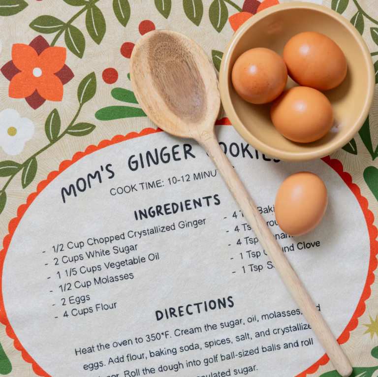 Ginger Cookies Recipe Tea Towel - Heart of the Home Inc