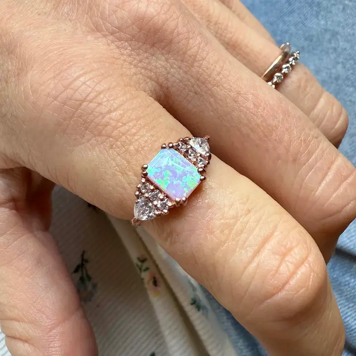 Rose Gold Pink Opal Empress Ring - Heart of the Home Inc