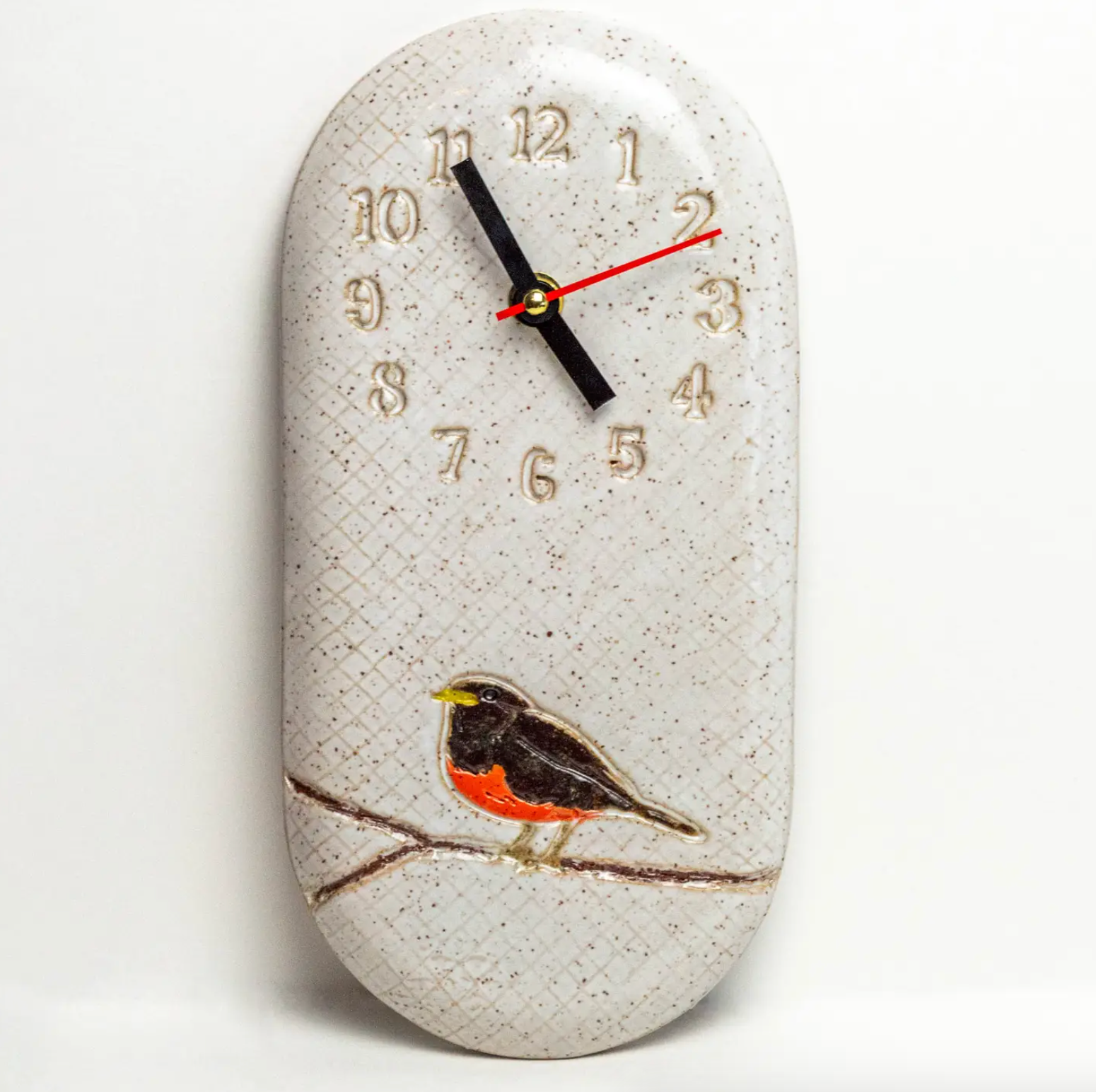 Robin White Ceramic Wall Clock - Heart of the Home Inc