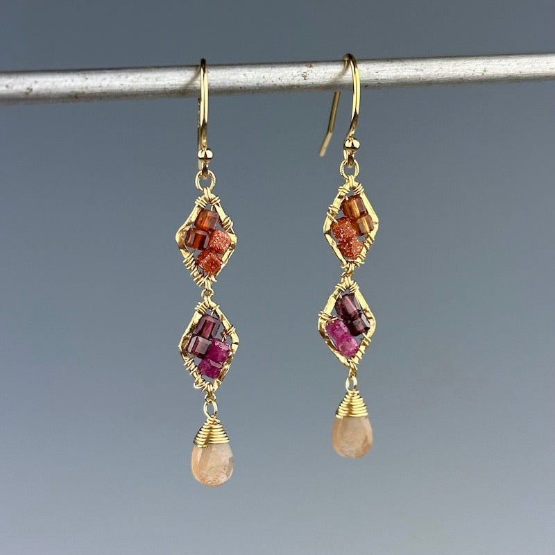 Orange & Pink Link Earrings - Heart of the Home Inc