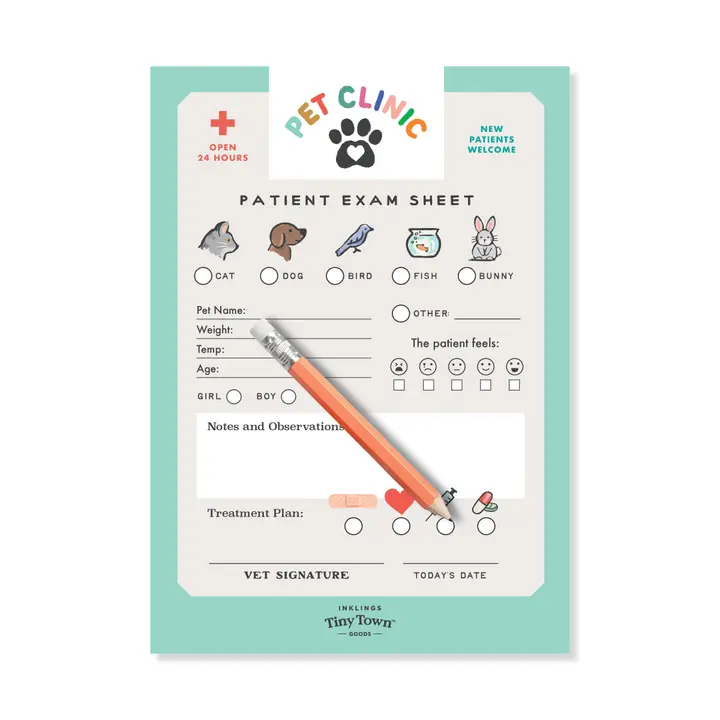 Pet Clinic Play Notepad - Heart of the Home Inc