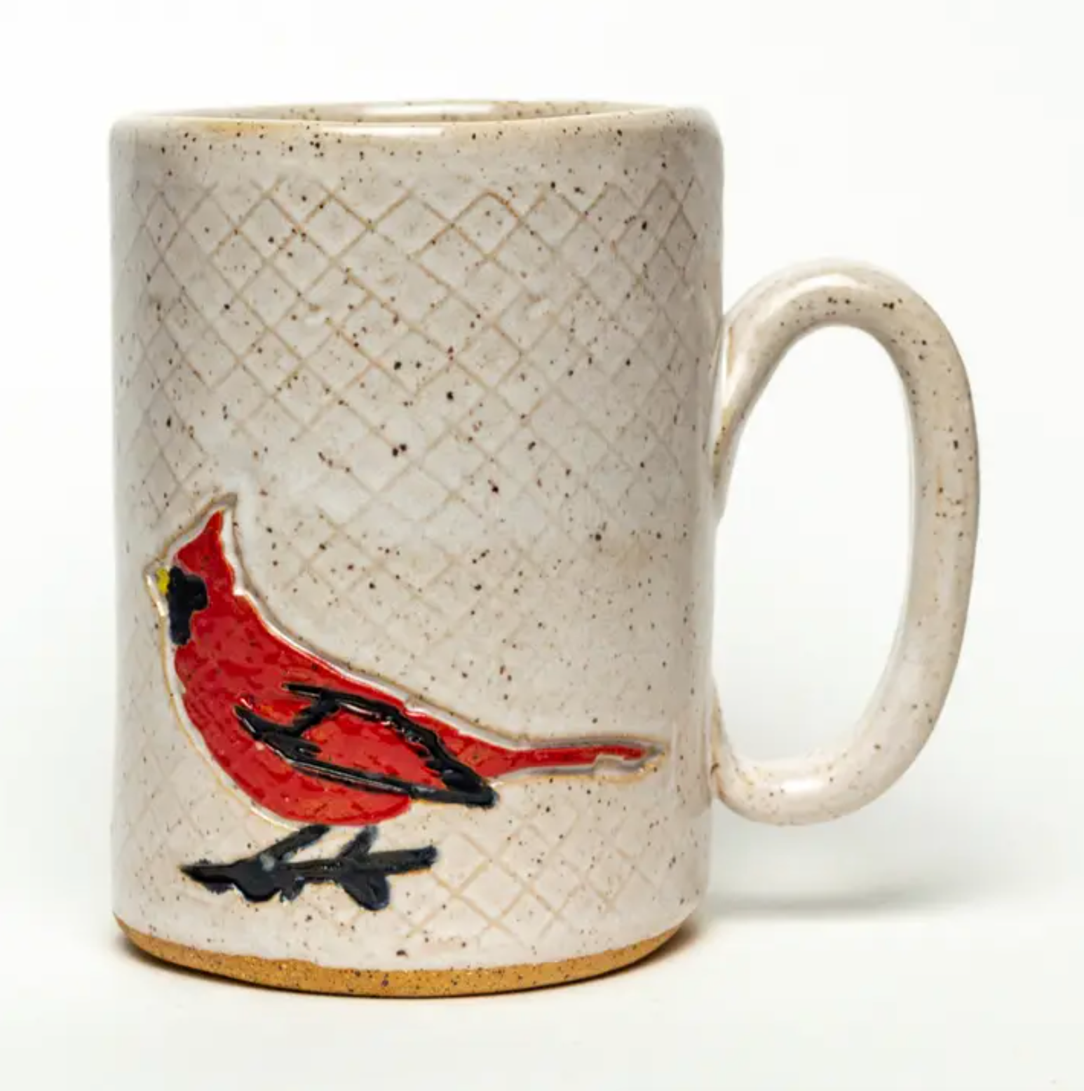 Cardinal Pattern Handmade Ceramic White Mug - Heart of the Home Inc