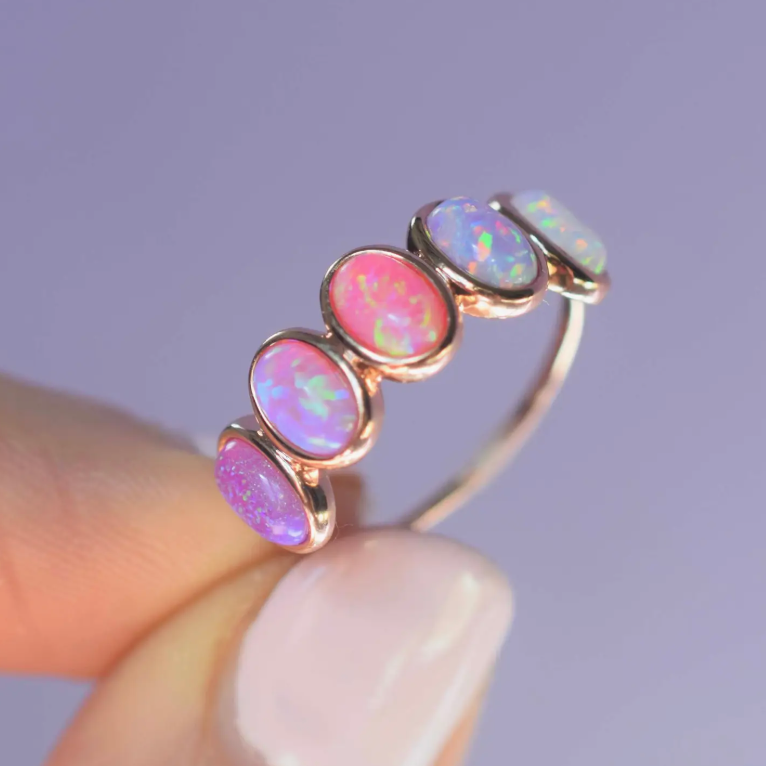 Pink Opal Ombre Candy Ring in Rose Gold - Size 8 - Heart of the Home Inc