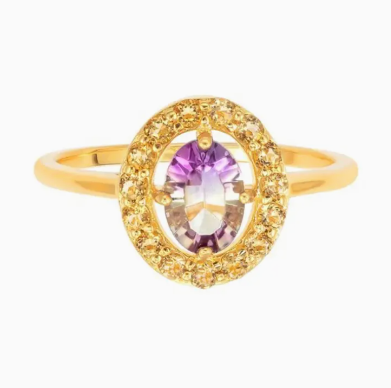 Gold Ametrine & Citrine Sunrise Ring - Heart of the Home Inc