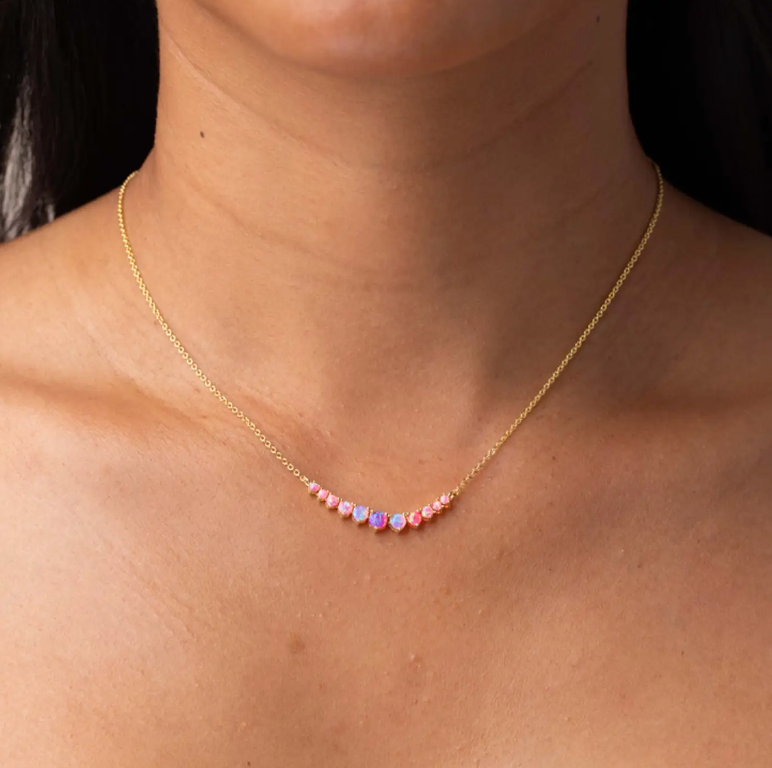 Pink Opal Ombre Cascade Necklace - Heart of the Home Inc