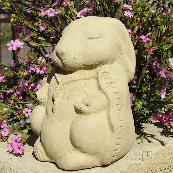 Small Meditating Rabbit Stone Statue - Heart of the Home Inc