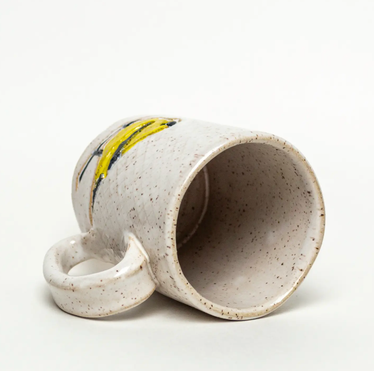 Goldfinch Pattern Handmade Ceramic White Mug - Heart of the Home Inc