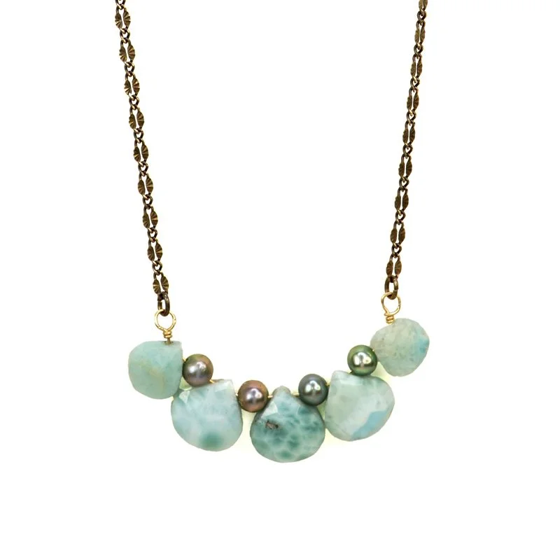 Larimar Crescent Necklace - Heart of the Home Inc