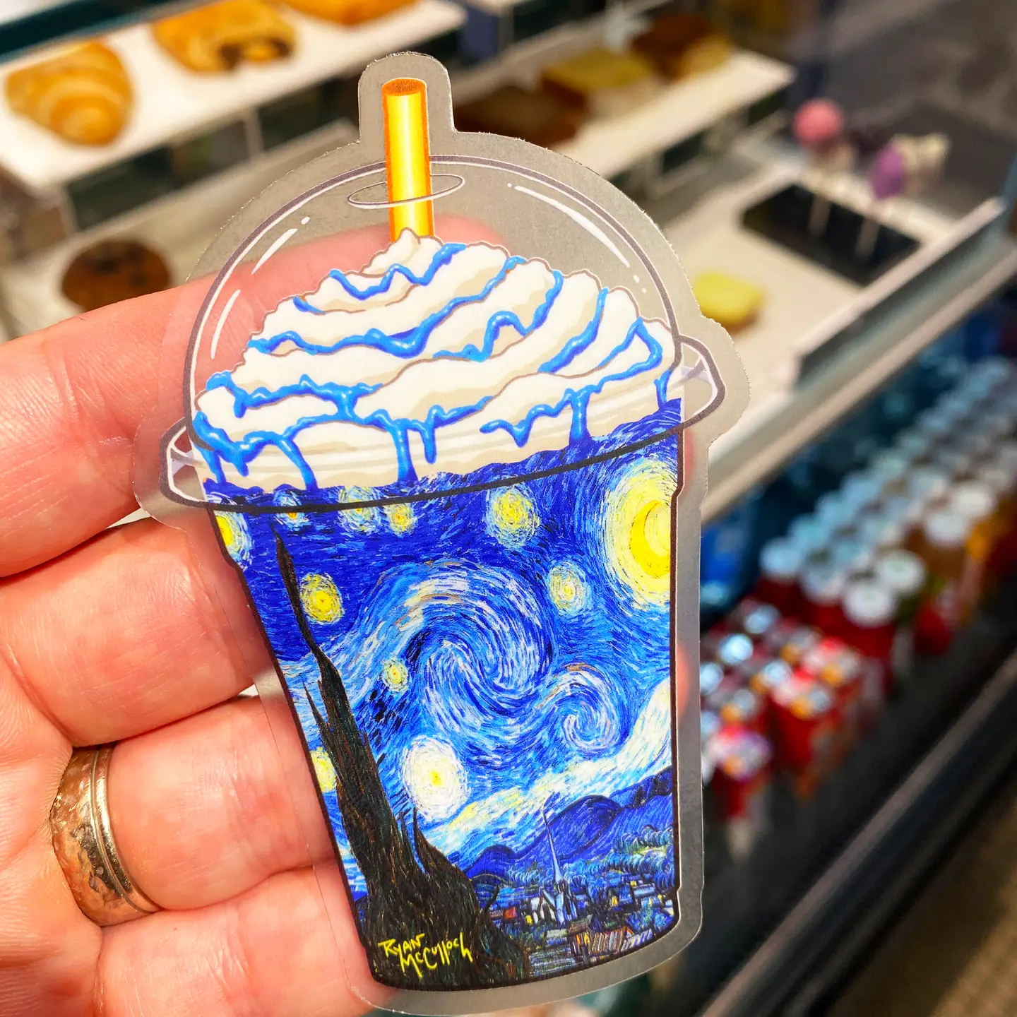 Starry Night Frappuccino Clear Vinyl Sticker - Heart of the Home Inc