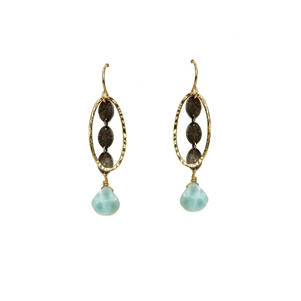 Ovals in Ovals Larimar Earrings - Heart of the Home Inc
