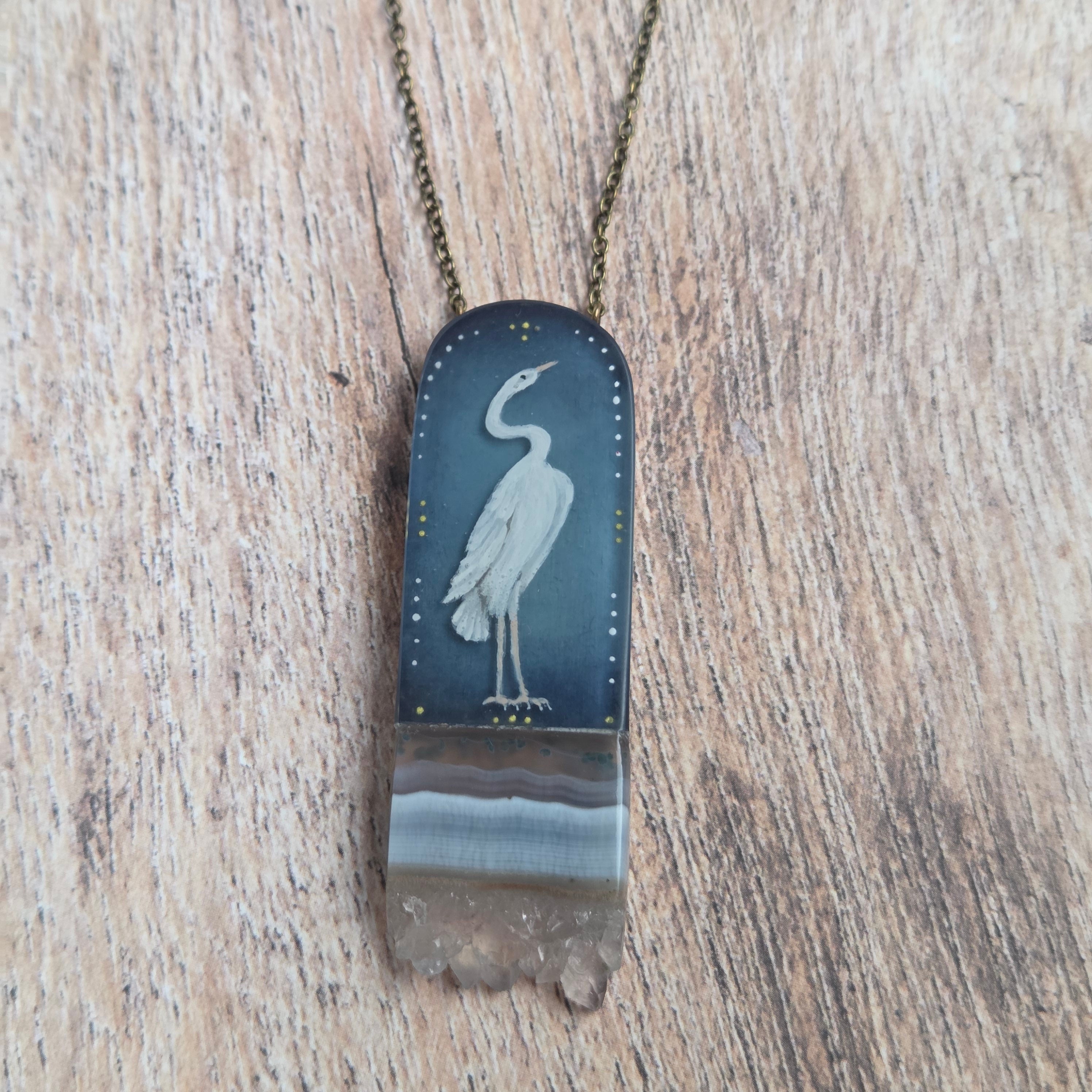 Heron Crystal Necklace