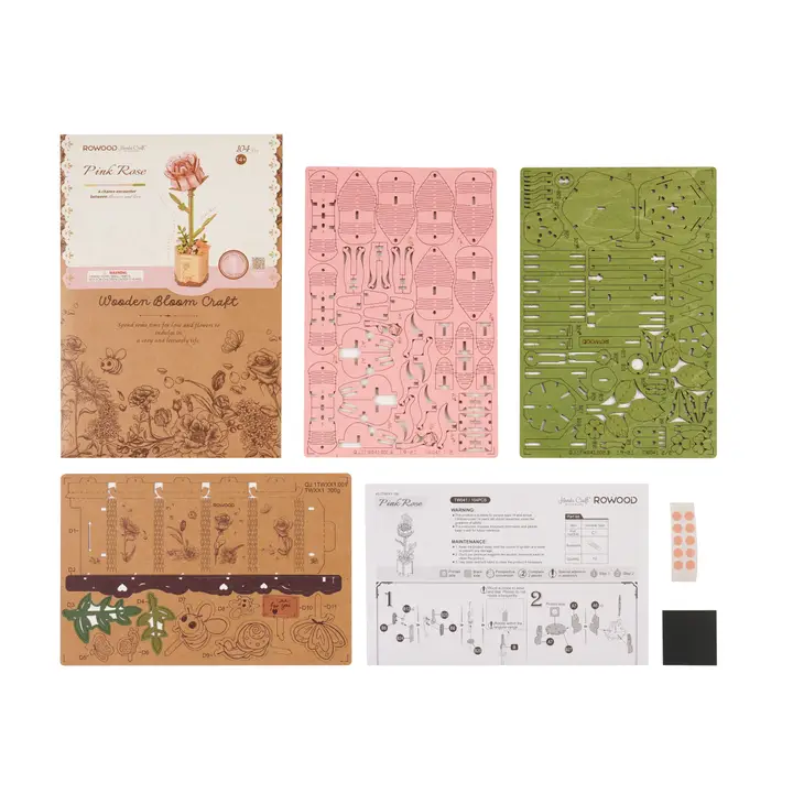 Pink Rose Wooden 3D Puzzle - Heart of the Home LV