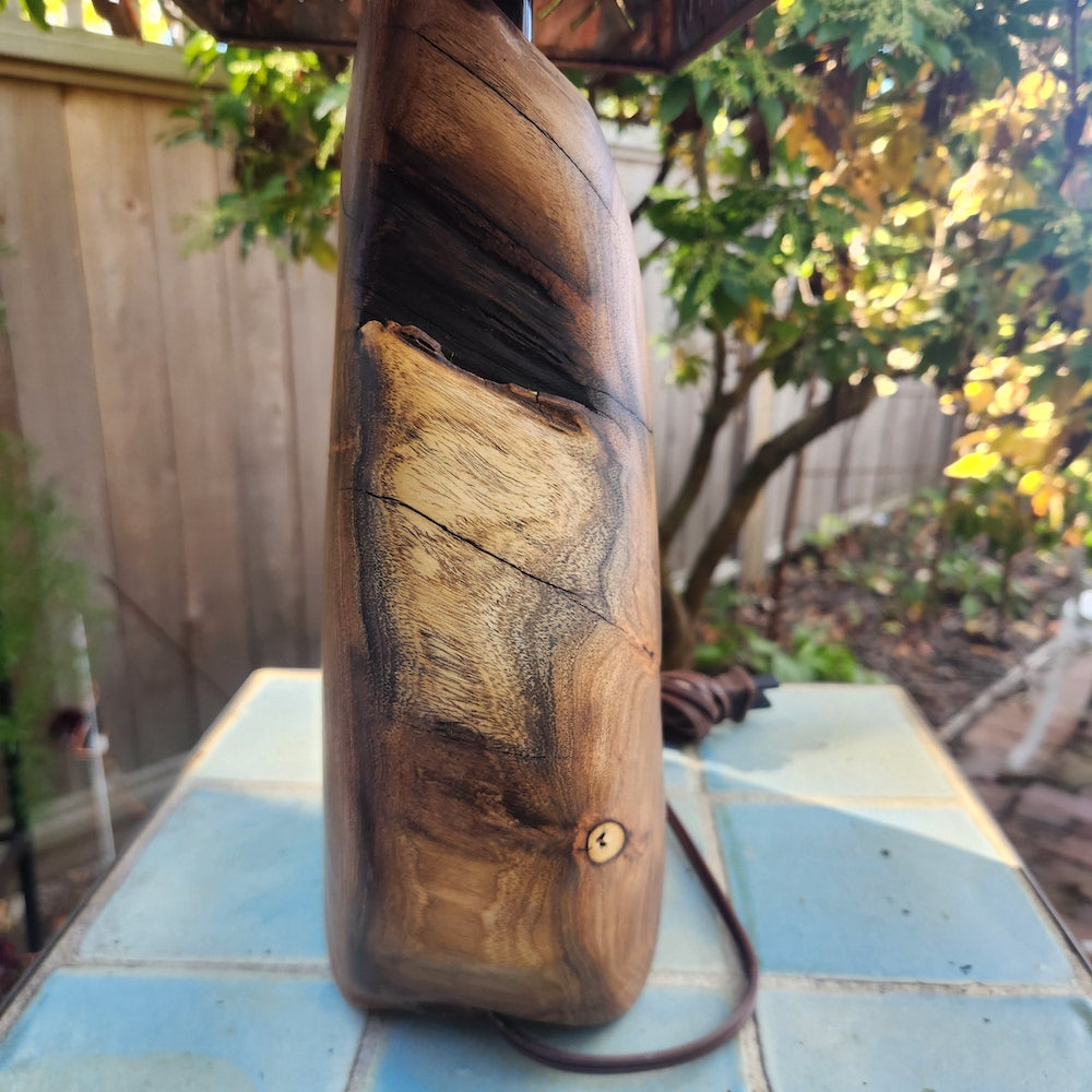 Mesquite & Turquoise Lamp with Crosshatch Shade (SL-3 GW) Unique - Heart of the Home Inc