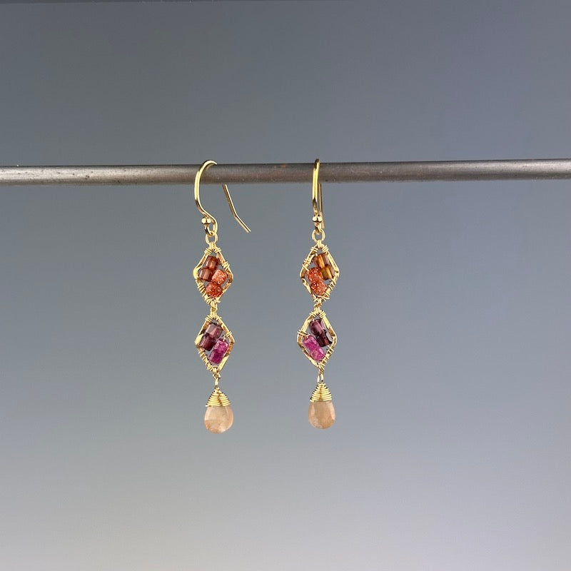 Orange & Pink Link Earrings - Heart of the Home Inc