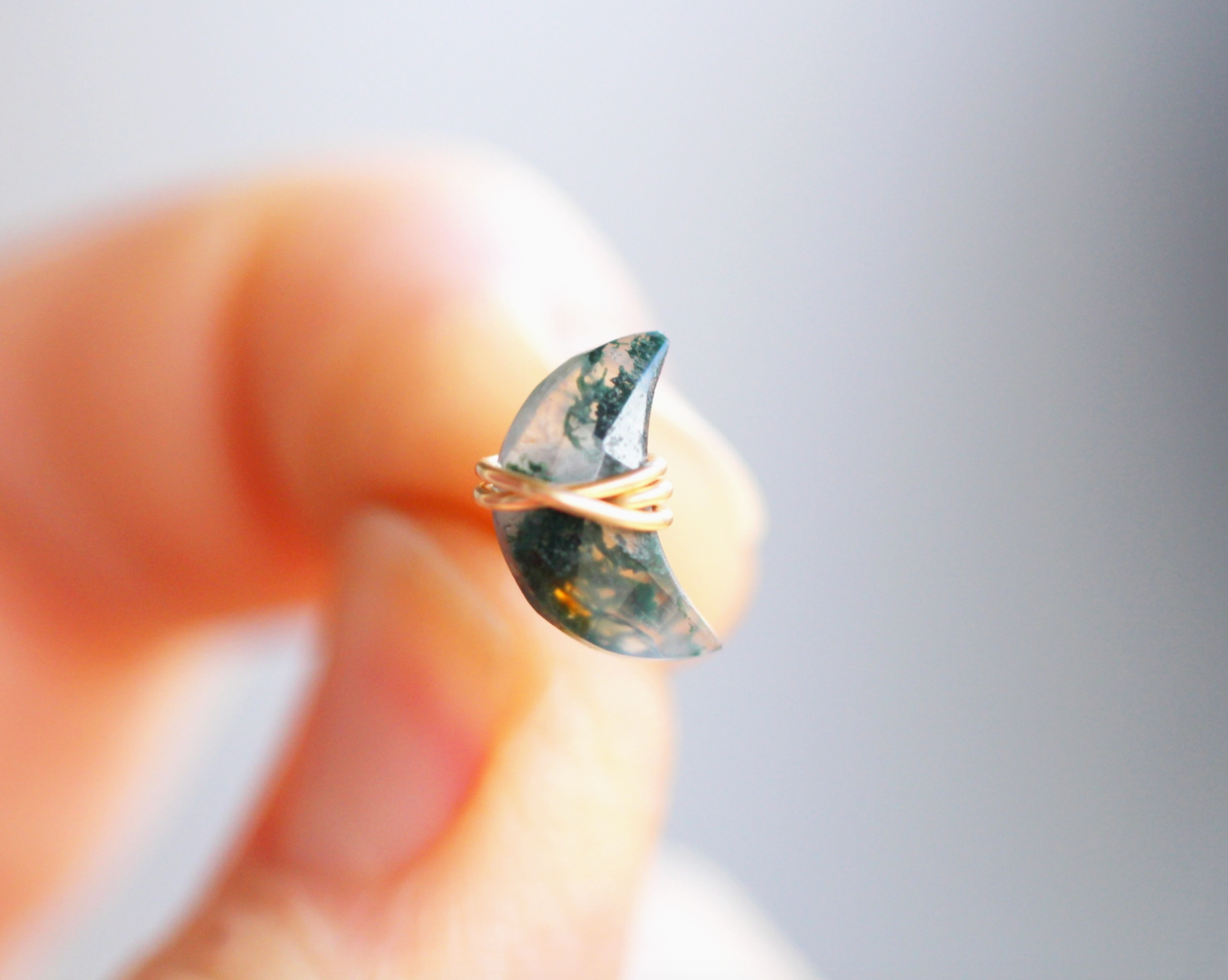 Moonbeam Stud Earrings in Moss Agate - Heart of the Home Inc