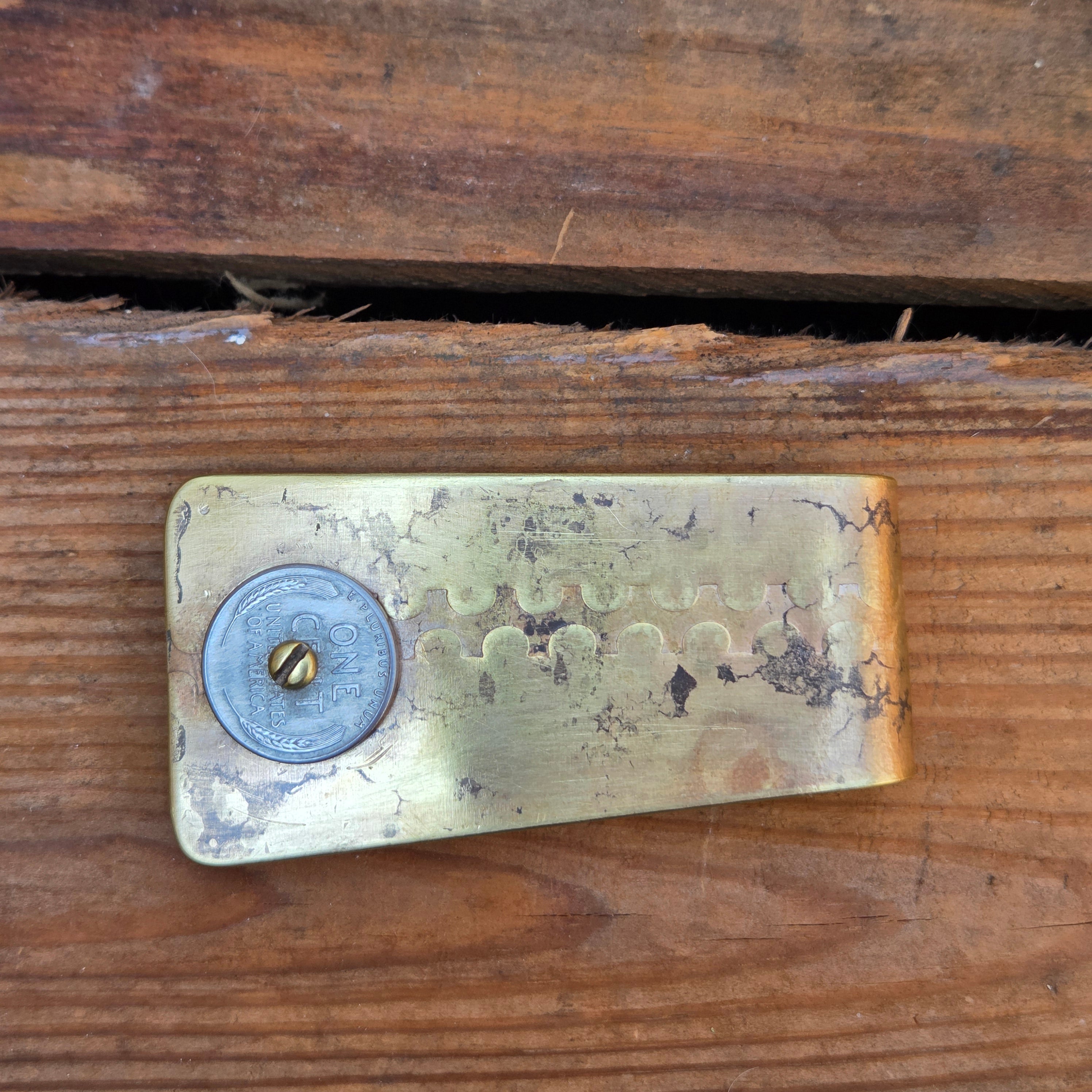 Steel 1943 Penny on Brass Moneyclip